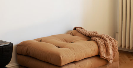 futon składany trzyczęściowy beżowy