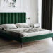 Zielone łóżko z wysokim zagłówkiem tapicerowanym – zdrowy-sen.eu